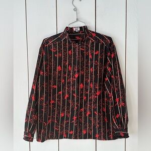VTG Rodier Paris Striped Floral Shirt Sz 40 (8) Maximalist France